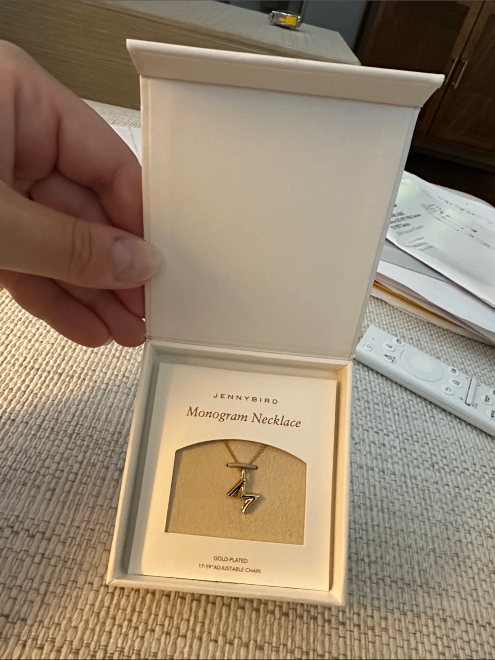 Jenny Bird Gold Monogram Necklace - Letter M Pendant